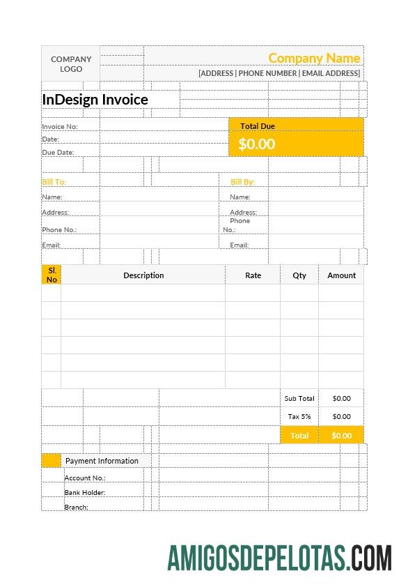 imprimível Modelo de fatura Indesign